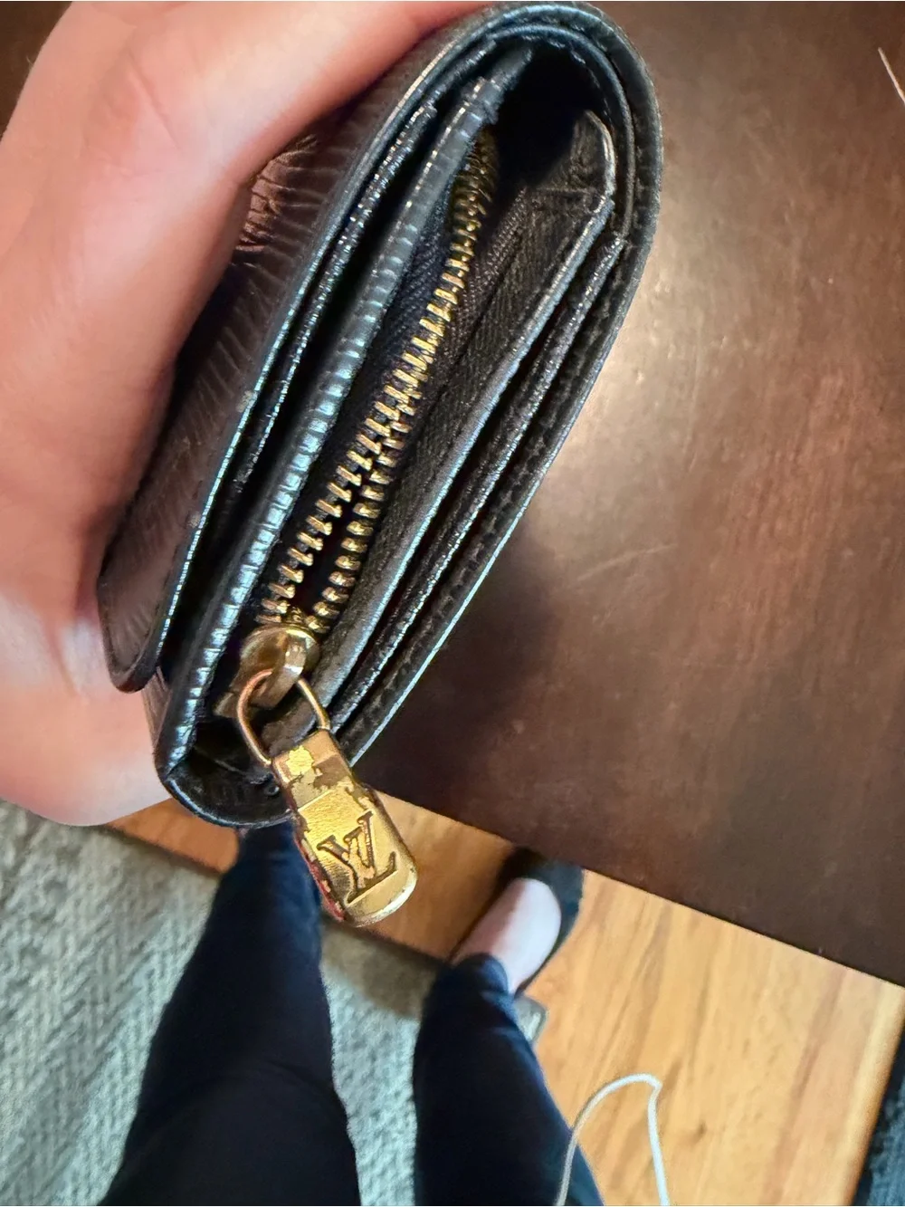 Authentic Louis Vuitton Black Epi Leather Clutch Wallet